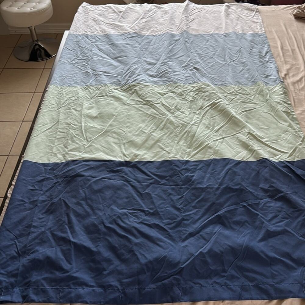 Room essentials shower curtain colorblock blue green white